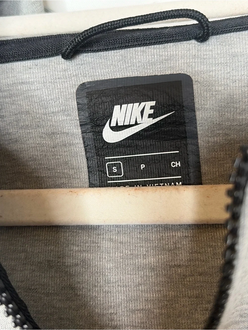 Nike Light Gray Tech Zip Hoodie with Black Accents
